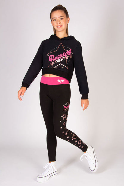 Black TNS x Pineapple kids' hoodie with large The Next Step print at the front with diamanté detail.