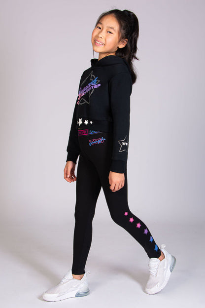 Black star leggings for girls inspired by The Next Step designed by Pineapple Dance Studios