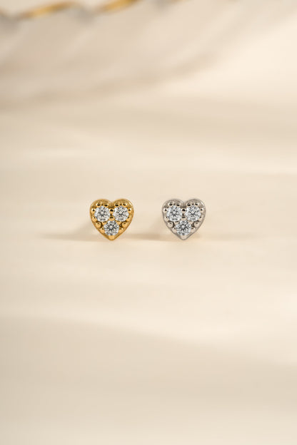 Tiny Heart CZ Stud Earrings