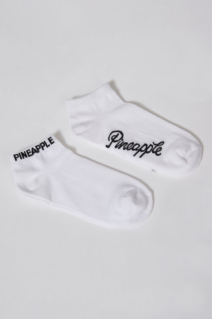 Woman wearing Logo White Ankle Socks