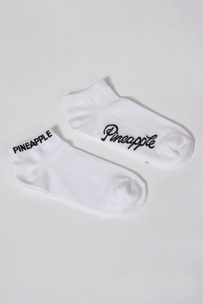 Woman wearing Logo White Ankle Socks