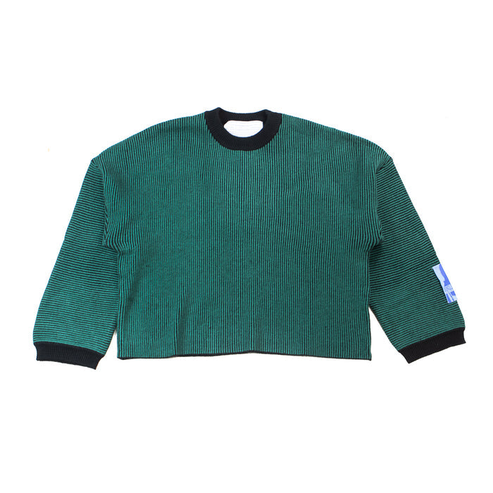 Two Tone Rib Knit Sweater (Green/Black)