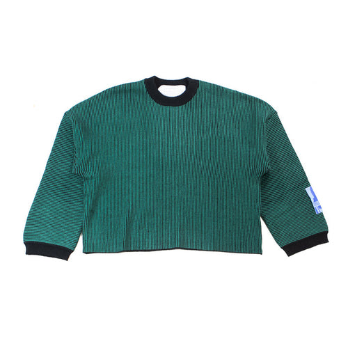 Two Tone Rib Knit Sweater (Green/Black)