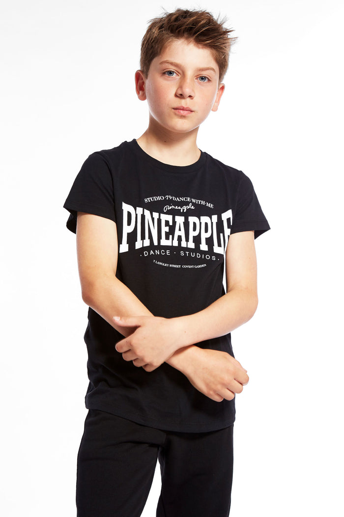 Boy wearing black Unisex Dance T-Shirt