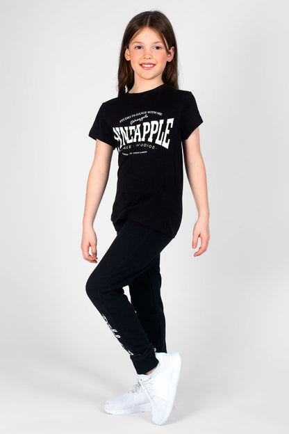 Black Pineapple dance t-shirt for kids in Unisex style.