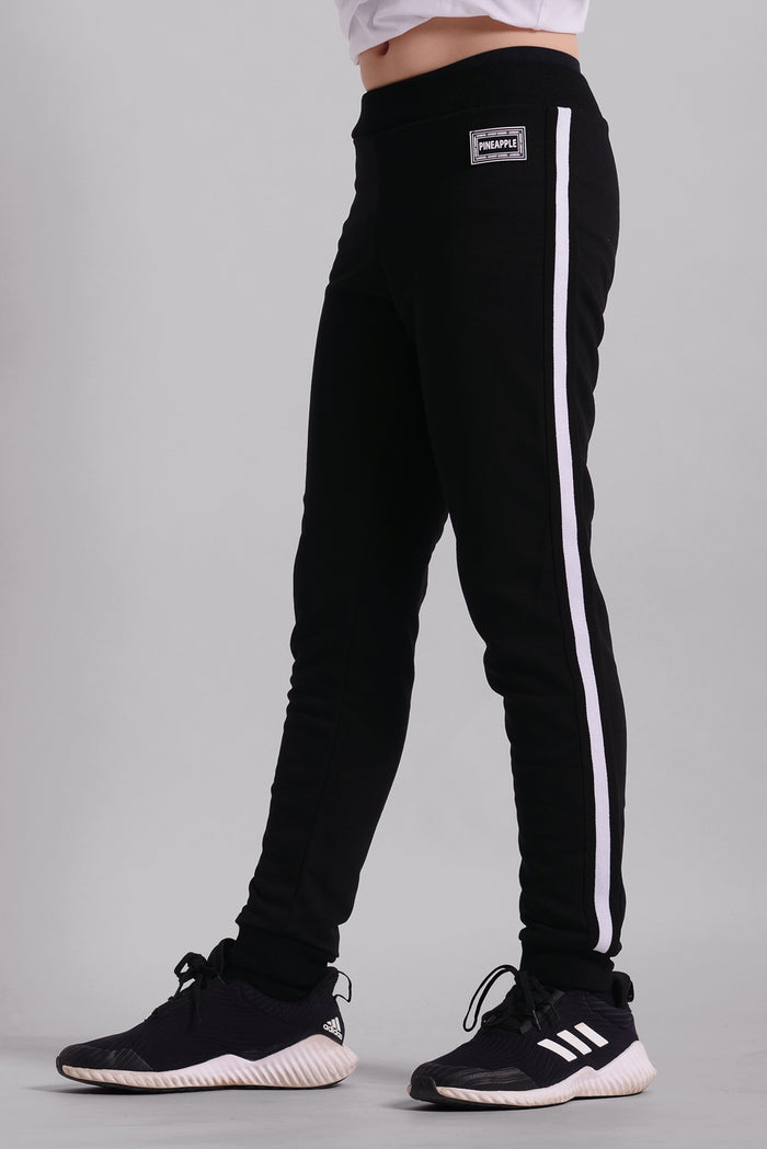 Girl wearing Black Unisex Kids' Stripe Joggers