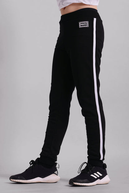 Girl wearing Black Unisex Kids' Stripe Joggers