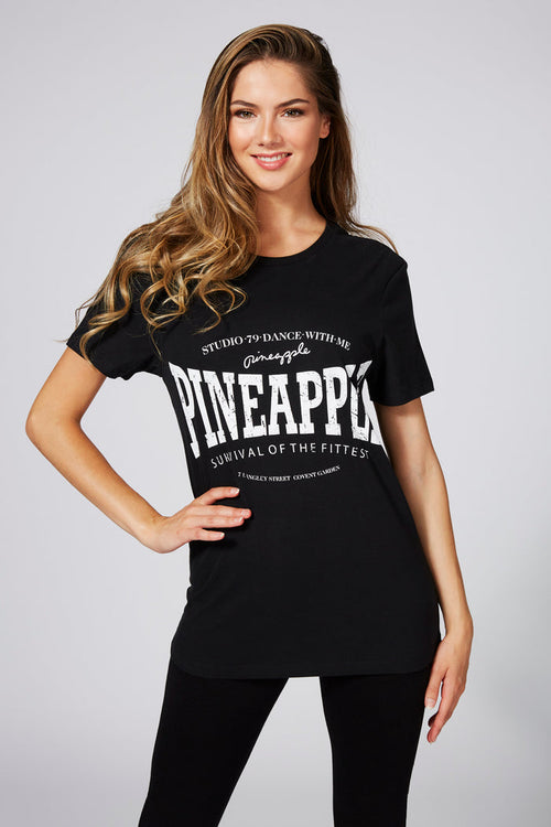 Woman wearing Pineapple Unisex Black T-Shirt