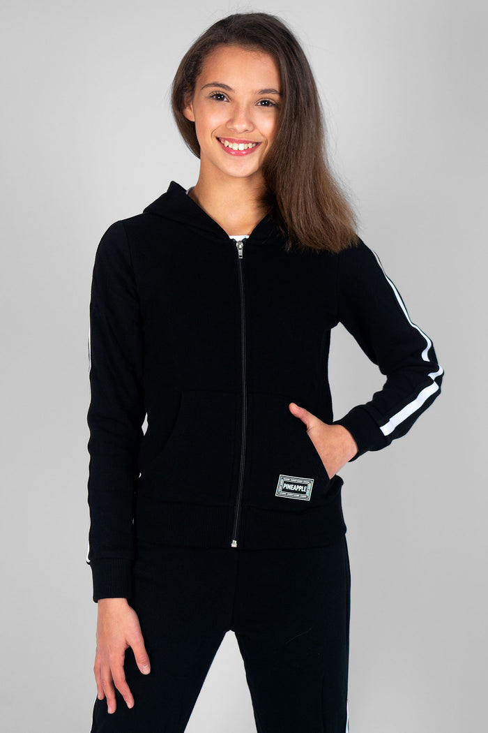 Girl wearing Pineapple black Unisex Kids' Zip Jacket