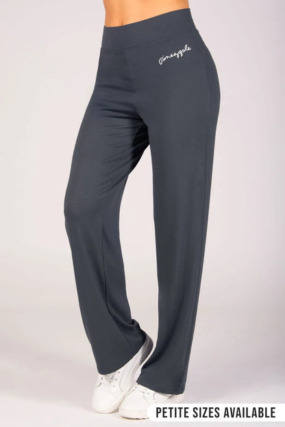 Dark grey viscose jersey trousers for women with elasticated waistband