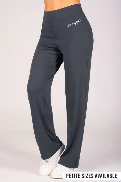 Dark grey viscose jersey trousers for women with elasticated waistband