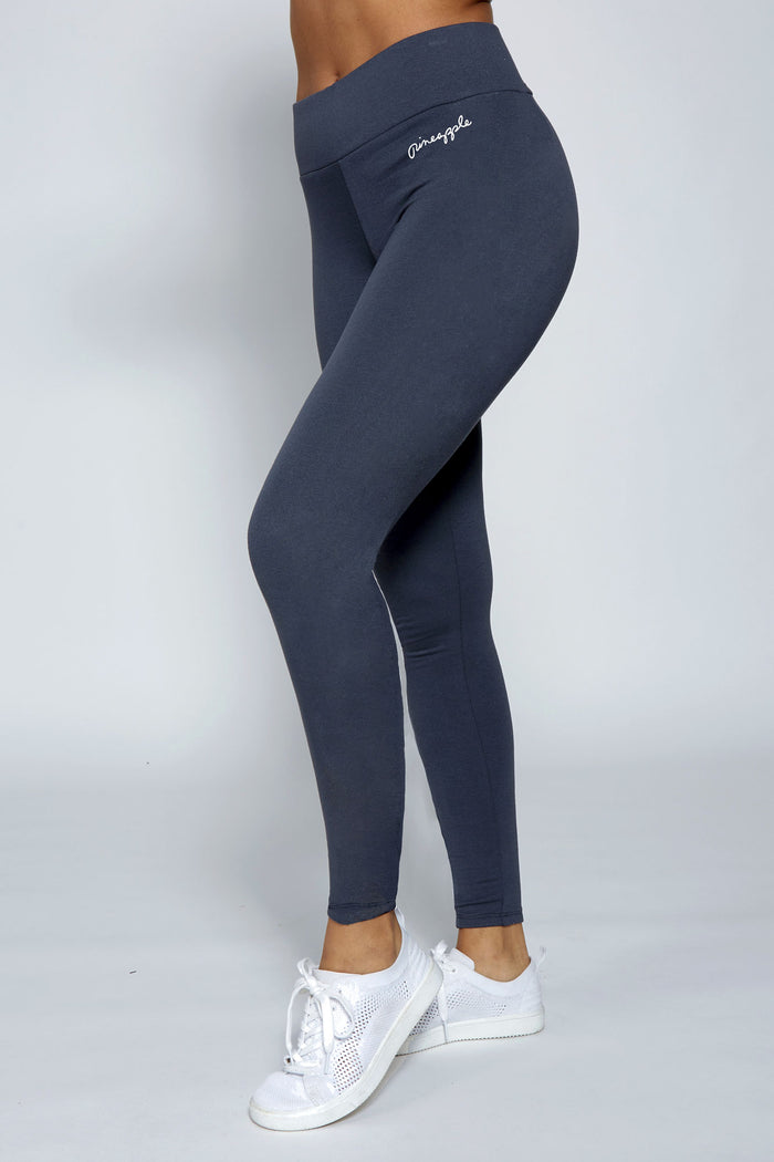 Woman wearing Pineapple Charcoal Wide Band Leggings